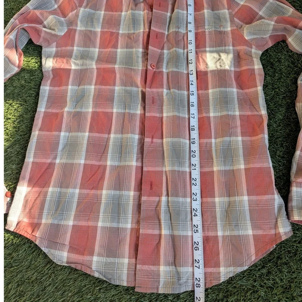 RVCA Mens Long Sleeve Plaid Button Down Shirt Red Grey S Cotton Poly Skate Surf - Picture 5 of 6